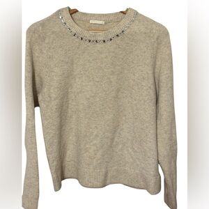 H&M Cream Sweater with Silver Embellishments